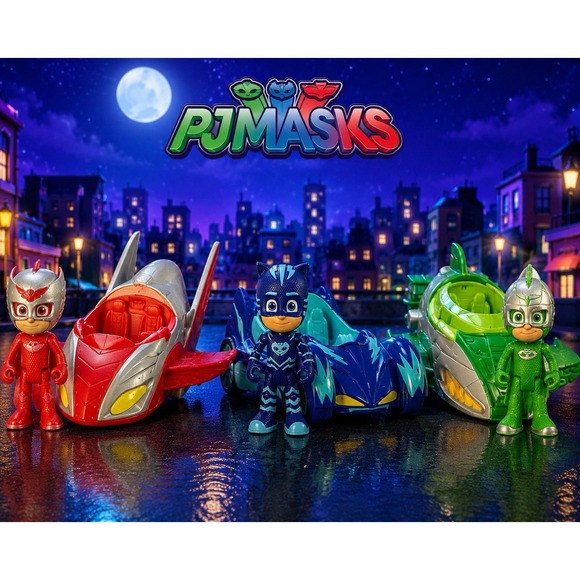 Other - PJ Masks Catboy Owlette Gekko Figures w Vehicles 6 Pc Toy Lot
